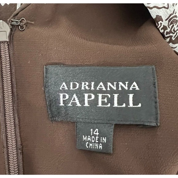 Adrianna Papell 100% Silk Sleeveless Fit and Flare Dress, Brown Paisley, 14, NWT - Picture 6 of 8